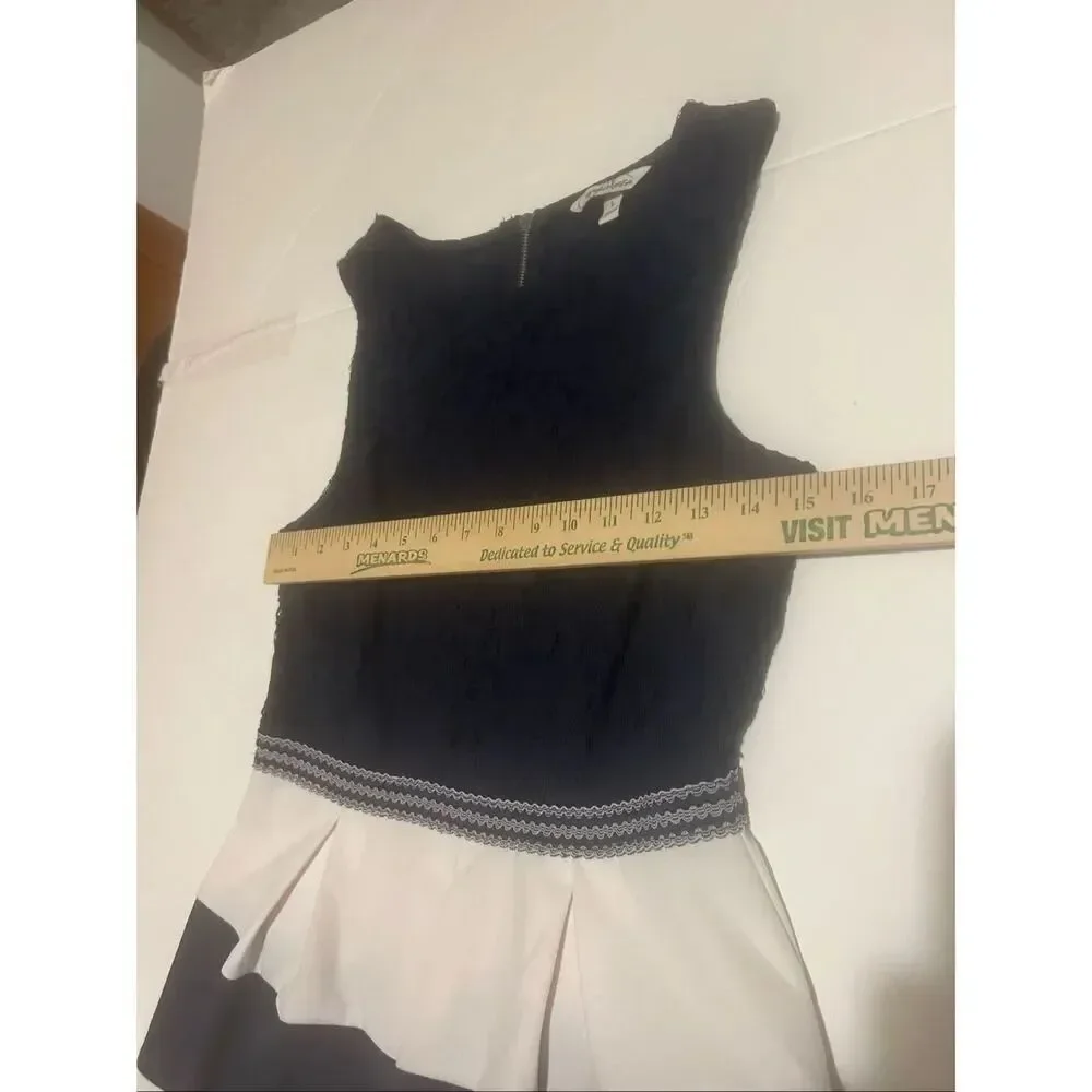 Speechless Juniors Size L Navy White Stripe Lace Fit & Flare Sleeveless Dress
